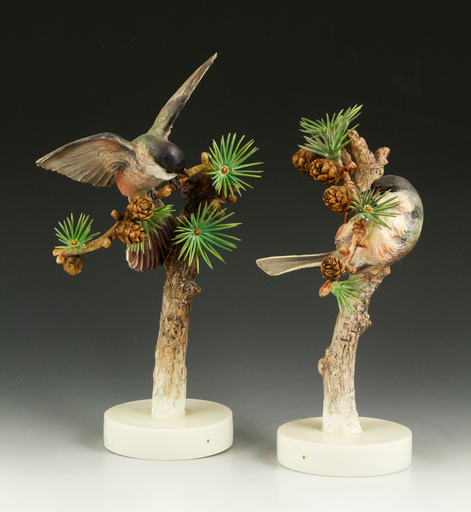 Appraisal: - Pair of Royal Worcester Chickadees Pair of Royal Worcester