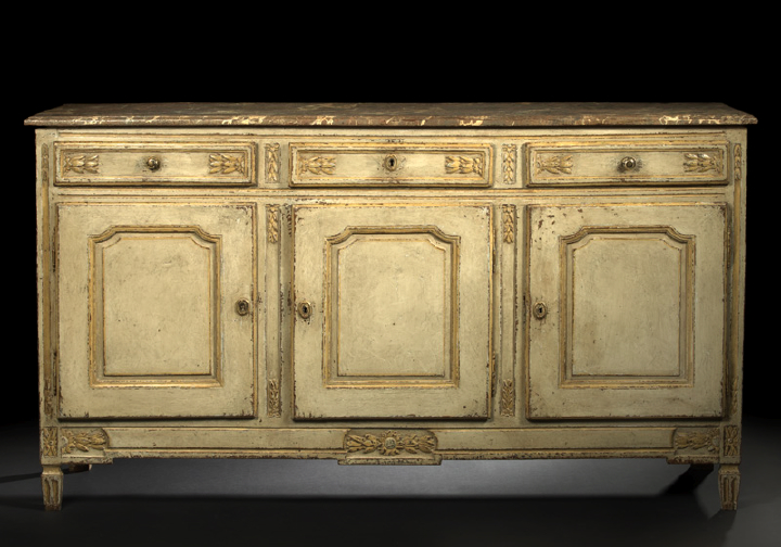 Appraisal: Louis XVI-Style Polychromed Wood Buffet second quarter th century the