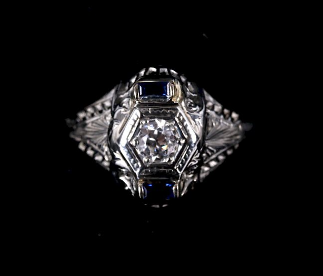 Appraisal: K White Gold Diamond Sapphire Ring For your consideration is