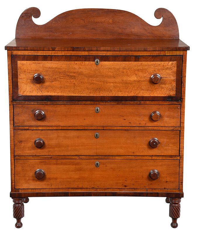 Appraisal: New England Sheraton Inlaid Cherry Chest attributed to New Hampshire