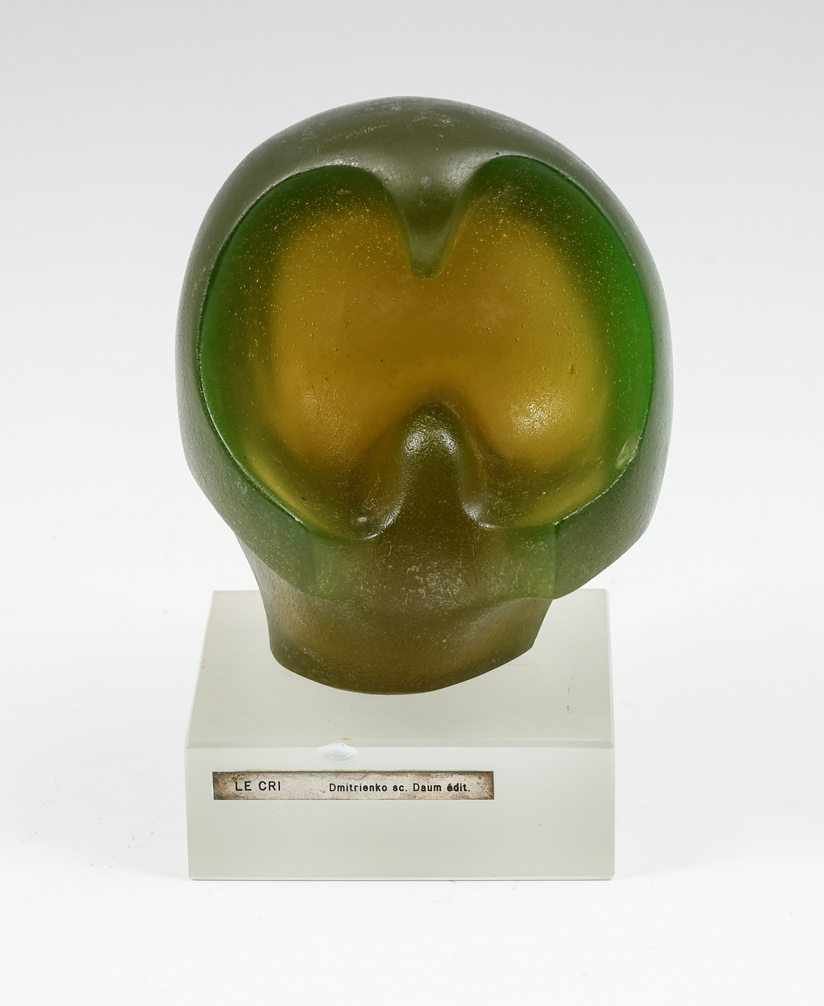 Appraisal: DAUM DIMTIENKO VASELINE GLASS HEAD WITH BASE Daum Pate de