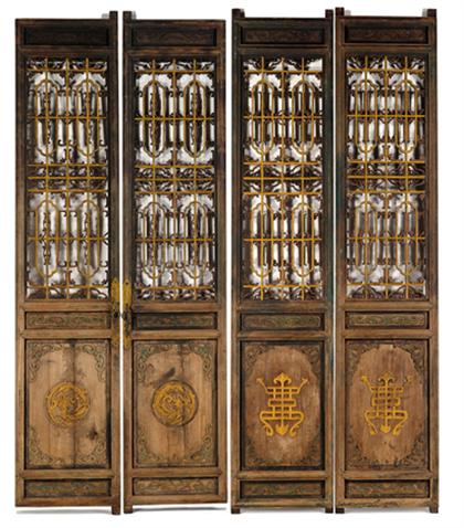 Appraisal: Six Chinese painted and gilded softwood panel doors late qing