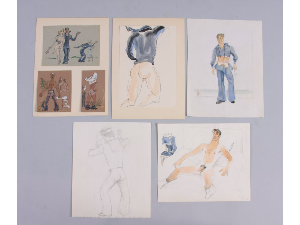 Appraisal: Emlin Etting PA - Seven Sailors drawings depicting sailors in