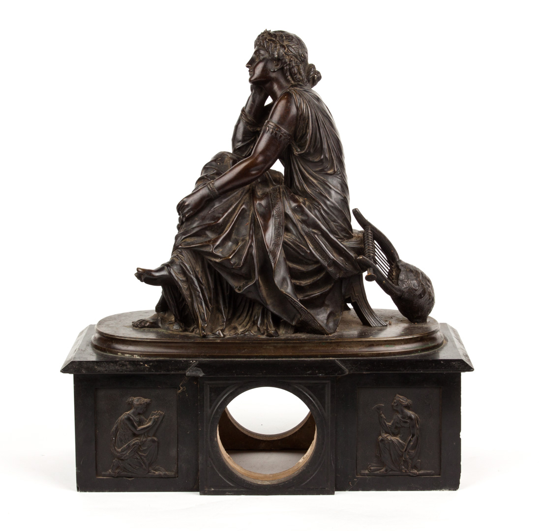 Appraisal: Classical style marble bronze figural clock case late th century