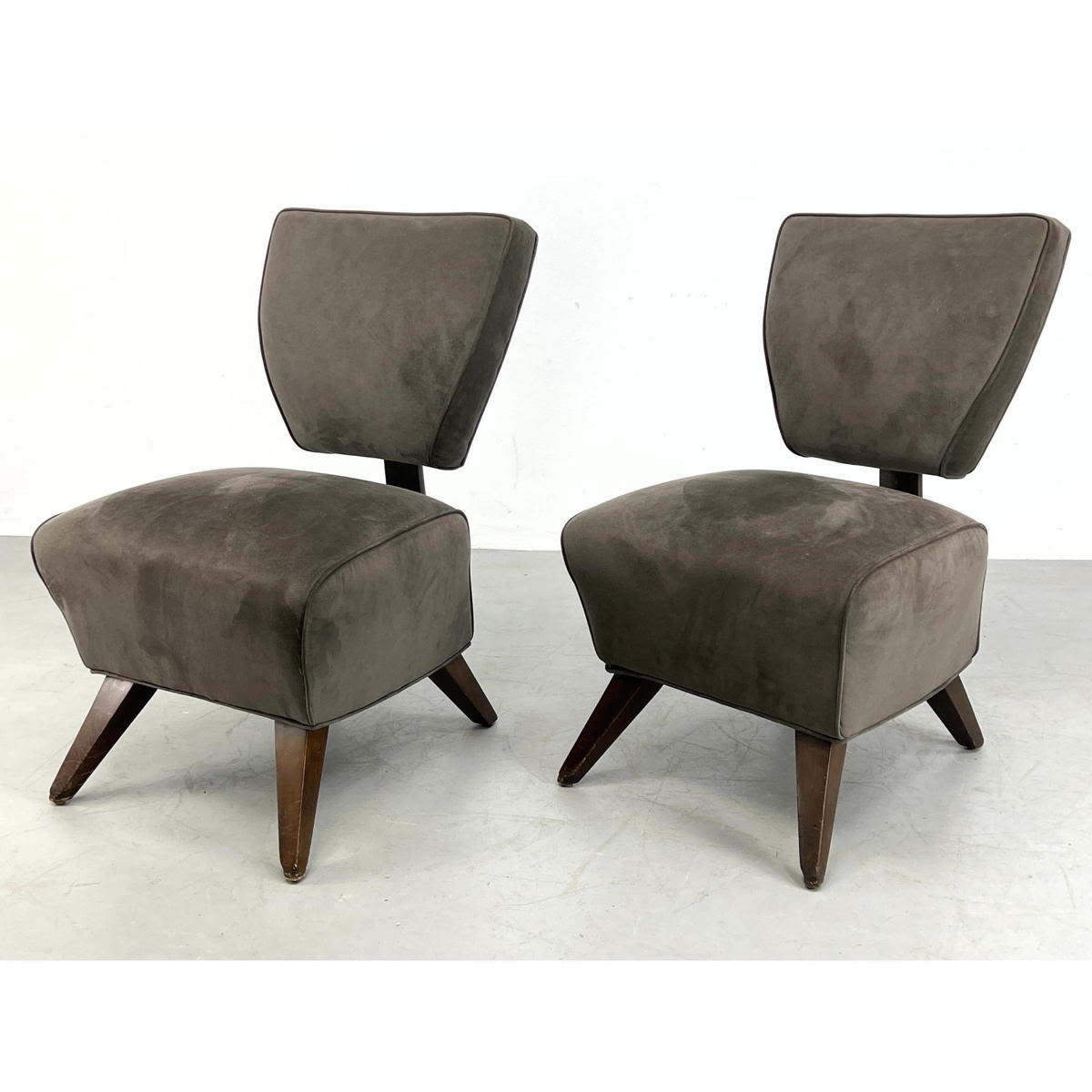 Appraisal: Pr deco style side chairs Wood back support and angled