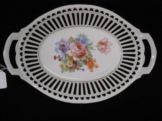 Appraisal: Porcelain Bread Basket reticulated floral decor x