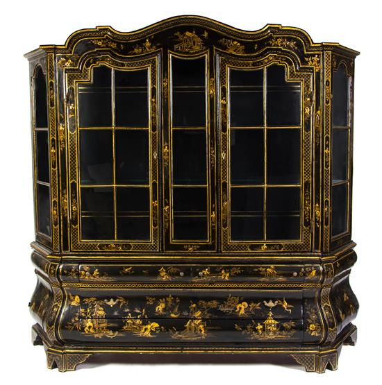 Appraisal: Sale Lot A Continental Black Painted and Parcel Gilt Bookcase