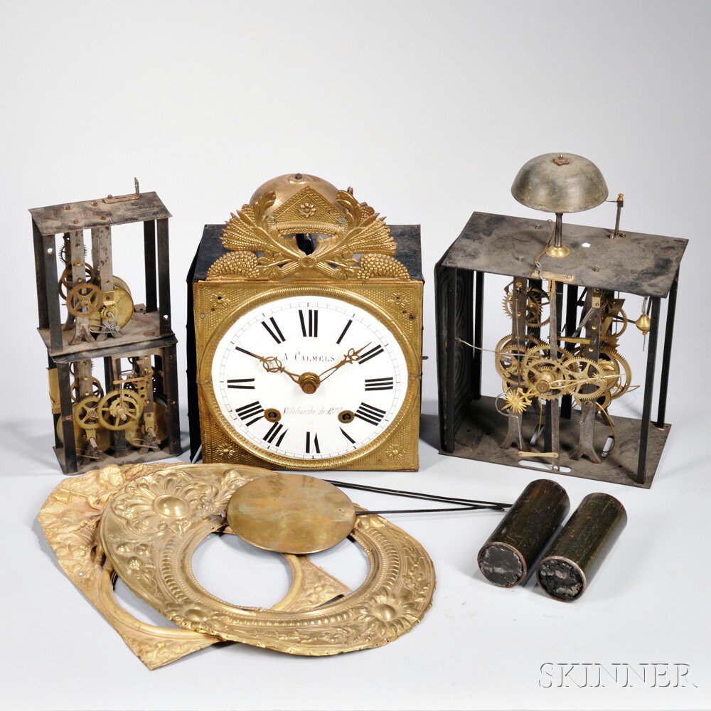 Appraisal: Group of Morbier Clocks and Parts France including a complete