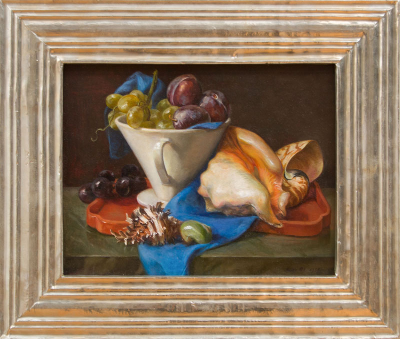 Appraisal: HELEN OH STILL LIFE WITH FRUIT AND SEASHELLS Oil on