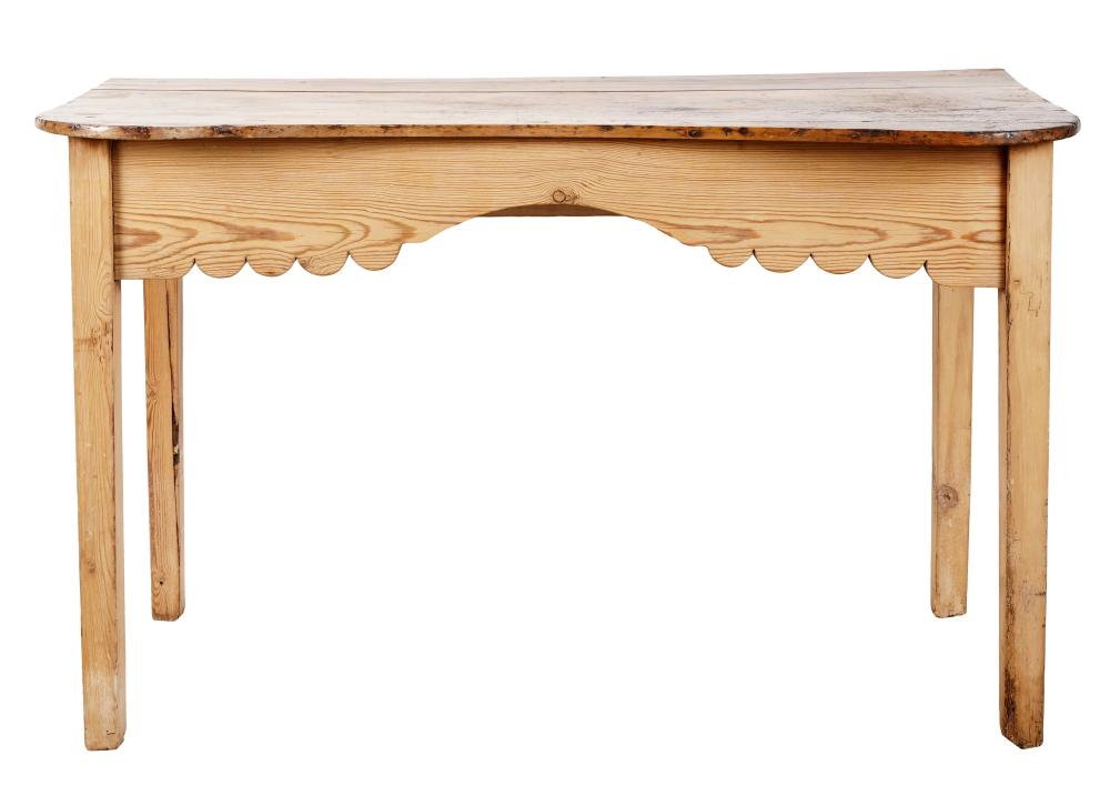 Appraisal: RUSTIC PINE CONSOLE TABLEmodern the shaped top made from salvaged