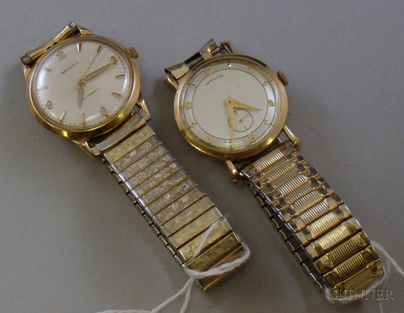 Appraisal: Two Men's Hamilton Wristwatches the first with Arabic numeral dial