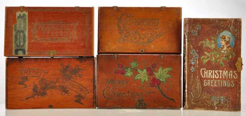 Appraisal: Lot of Christmas Cigar Boxes Description Very early lot of