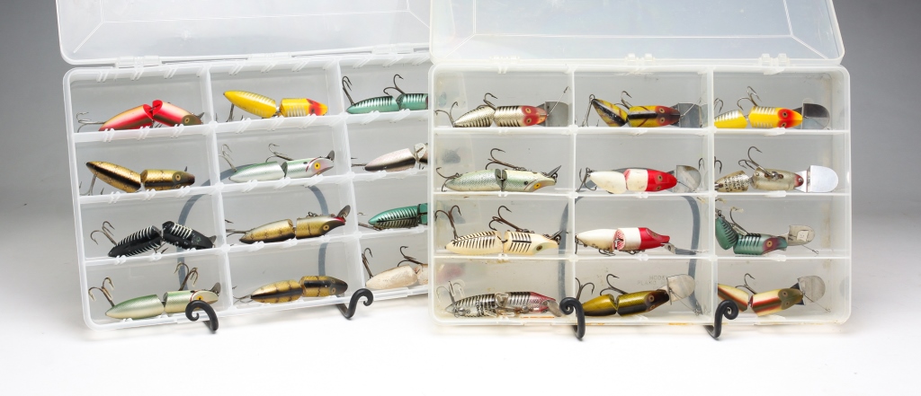 Appraisal: TWENTY-FOUR JOINTED HEDDON RIVER RUNT LURES American th century Including