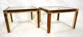 Appraisal: Pr Modern Tortoise Enamel Square Side Tables Squ Pr Modern