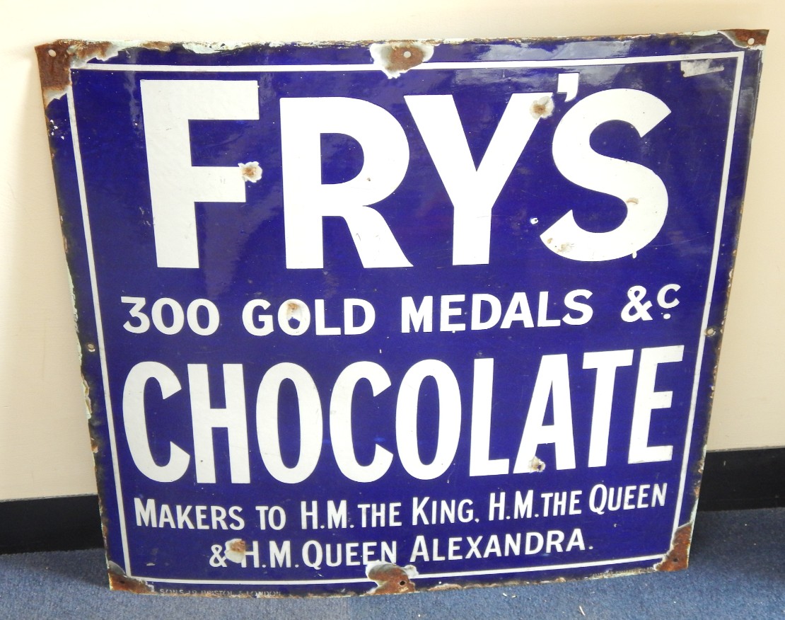 Appraisal: A Fry's Chocolate enamel sign Gold Medals etc makers to