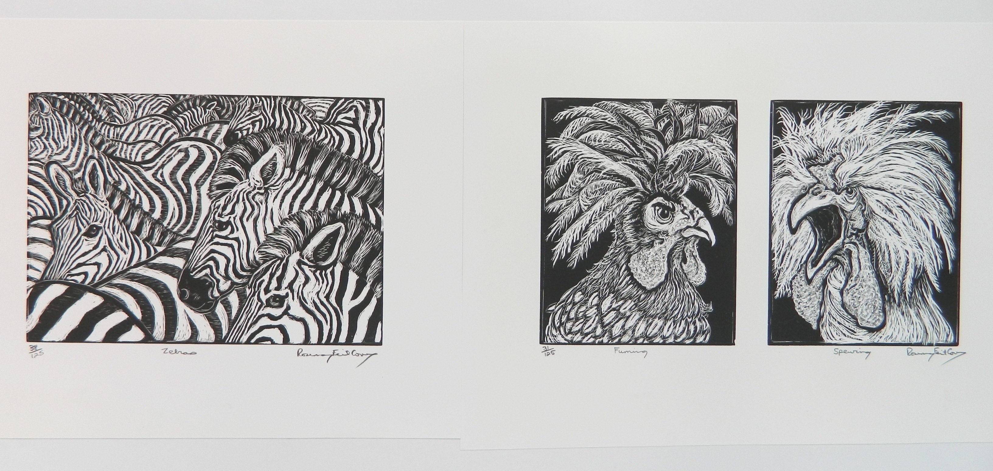 Appraisal: Rosemary Feit Covey American - ''Zebras'' ''Fuming and Spewing diptych