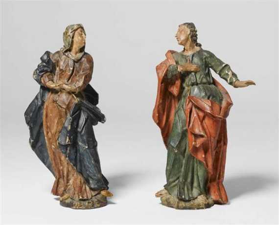 Appraisal: ASSISTENZFIGUREN Maria und Johannes unterm Kreuz Barock s ddeutsch um