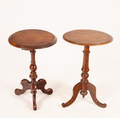 Appraisal: Two th Century circular mahogany tables each on a turned