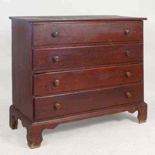 Appraisal: An American Chippendale Red Painted Birch Chest of Drawers th