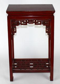 Appraisal: Chinese Ming style red lacquered side table Chinese Ming style