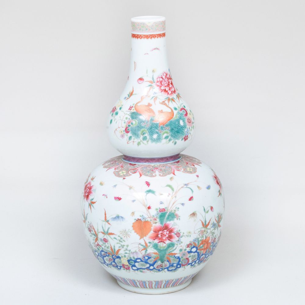 Appraisal: Chinese Porcelain Famille Rose Porcelain Double Gourd Vase x in