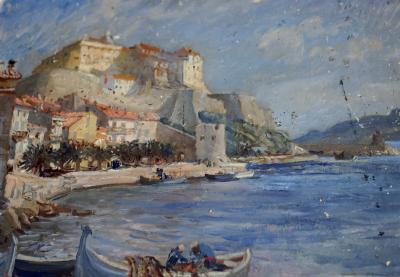 Appraisal: Late th Century Italian School River Landscape boats and a