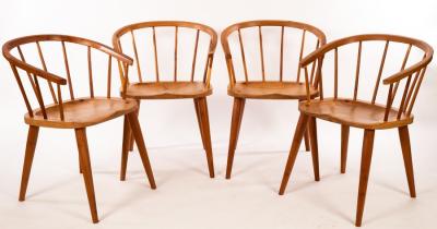 Appraisal: Chris Eckersley Contemporary Four Windsor type chairs in yew wood