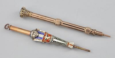 Appraisal: Two Unusual Mechanical Pen Pencils The first in the shape