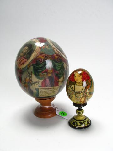 Appraisal: Two Wooden Papier-Mache Eggs including one depicting Julius Caesar Claudius