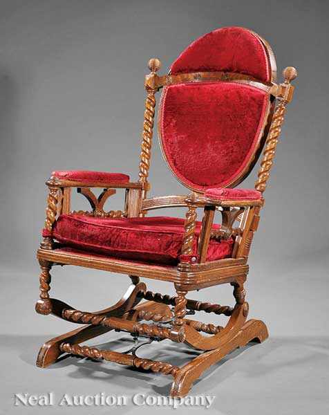 Appraisal: An American Innovative Walnut Platform Rocker late th c oval