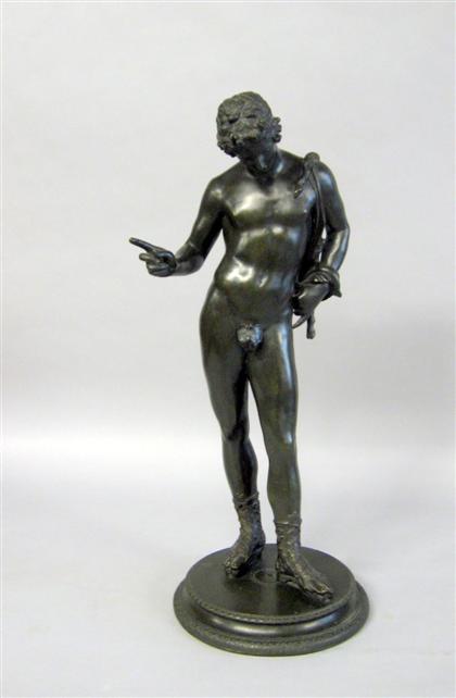 Appraisal: After the Antique narcissus Bronze dark brown patina H in