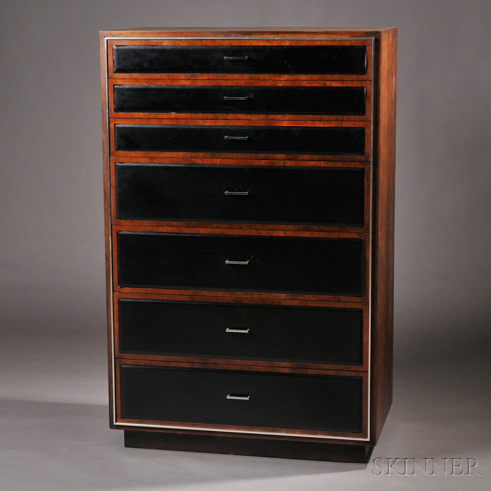 Appraisal: Mid-Century Modern Walnut Tall Chest of Drawers retailed by John