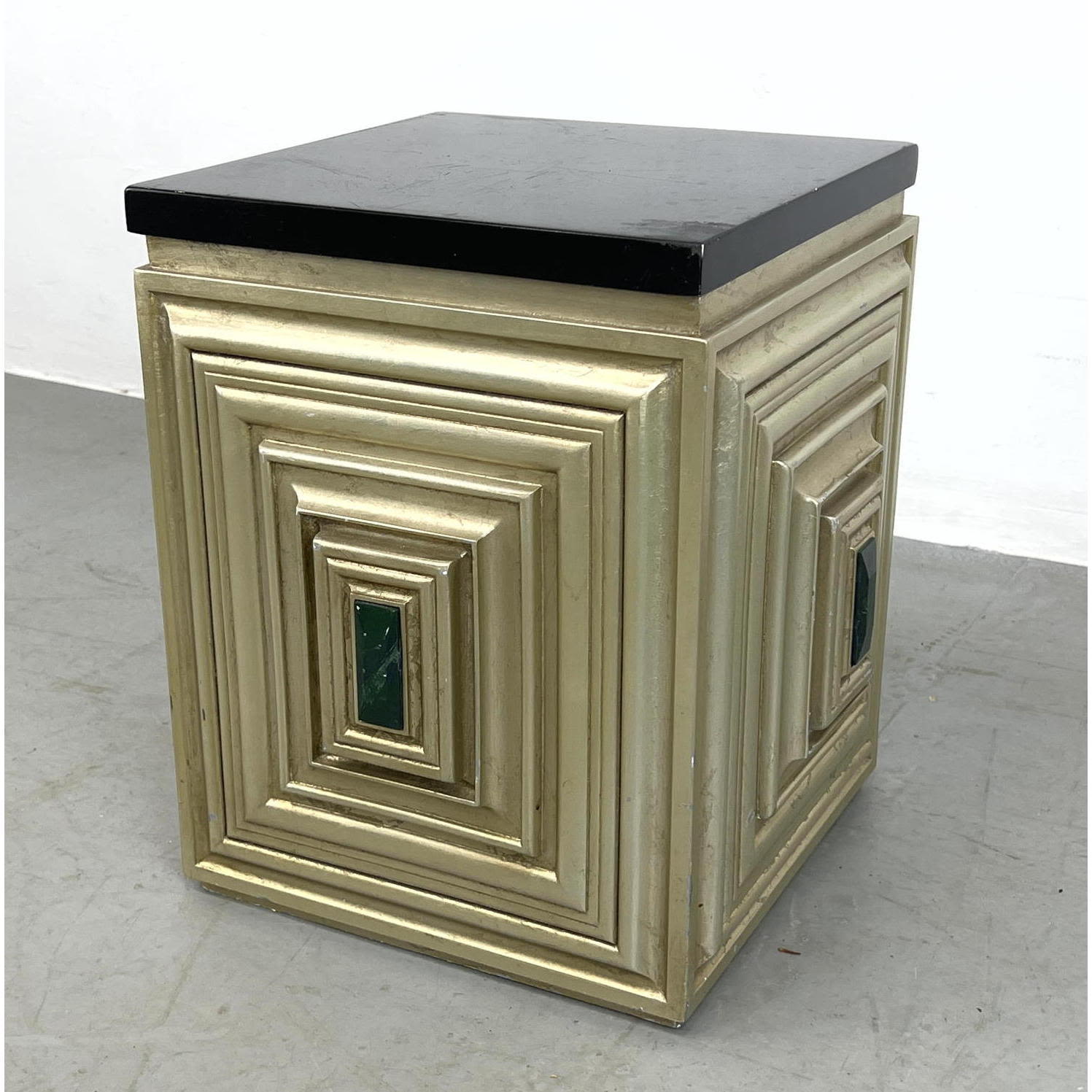 Appraisal: Small Dorothy Draper Style Side Table Stand Pedestal Faux Malachite