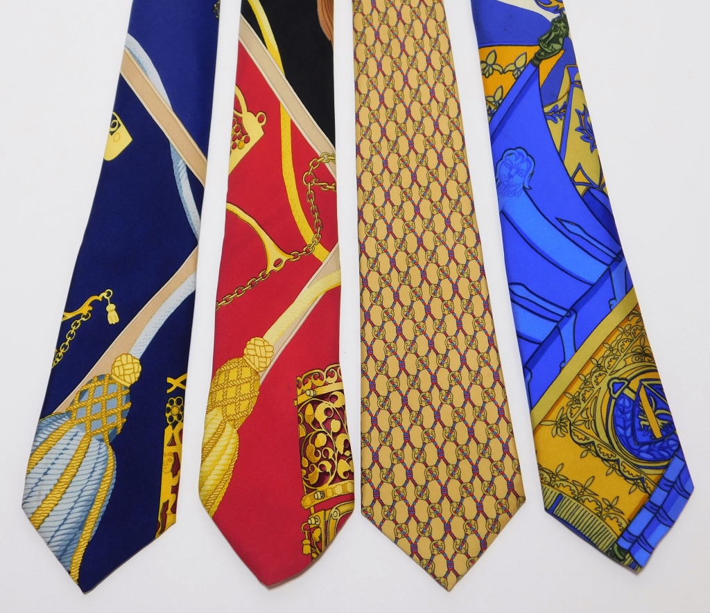 Appraisal: PC HERMES BAROQUE SILK NECKTIE GROUP France th CenturyIncludes a