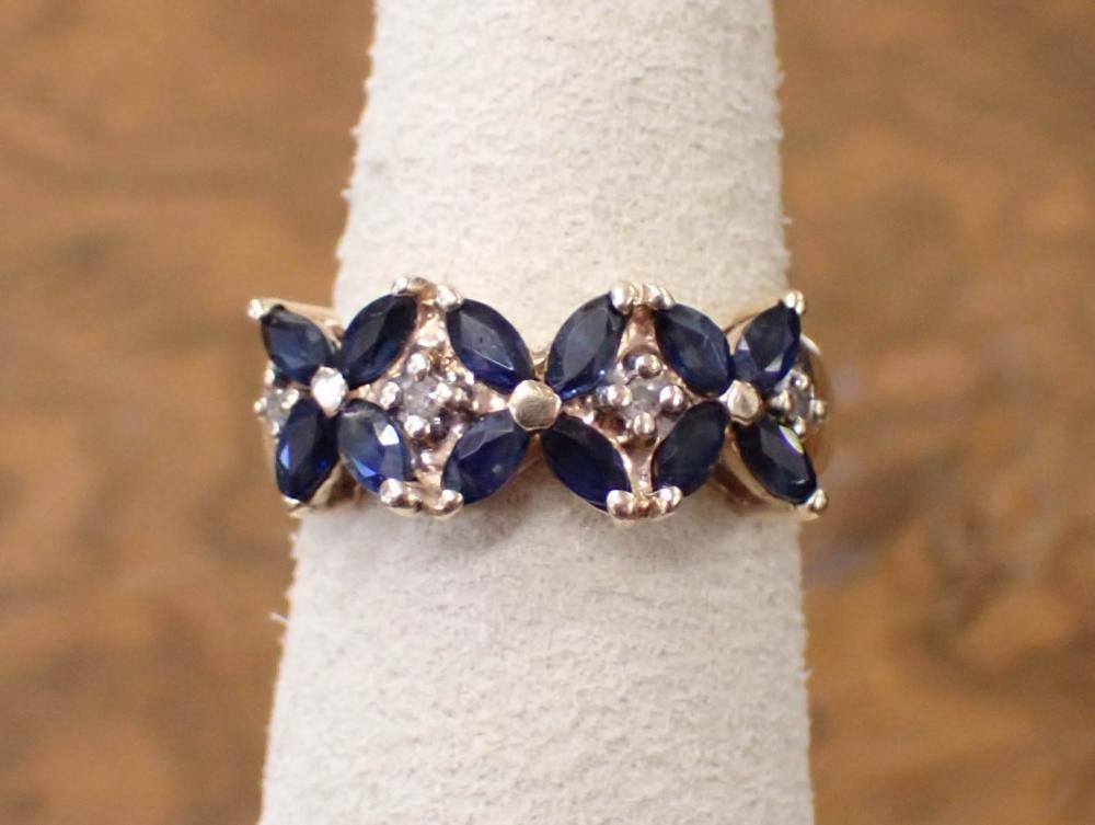 Appraisal: SAPPHIRE DIAMOND AND FOURTEEN KARAT GOLD RING set with twelve