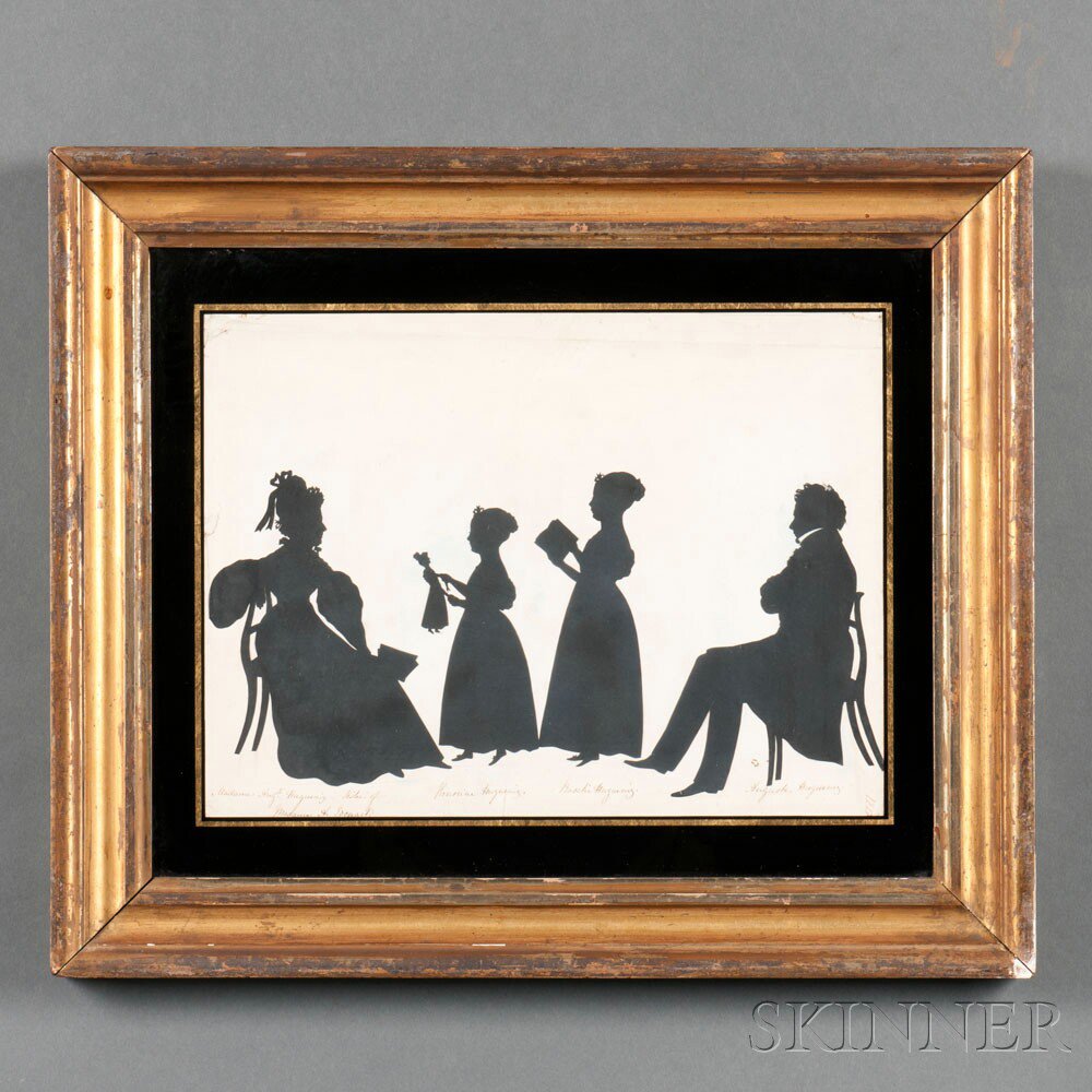 Appraisal: August Edouart French American - Silhouette of the Huguenig Family