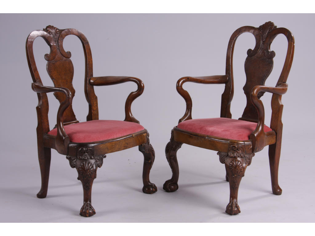 Appraisal: Pair of Chippendale Style Child's Arm Chairs late th c