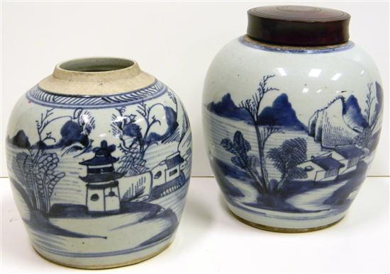 Appraisal: Two Chinese Canton blue and white ginger jars one with