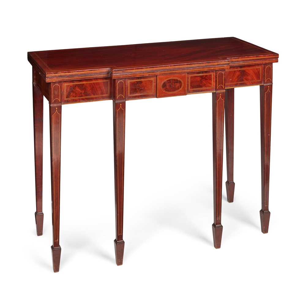 Appraisal: LATE GEORGE III MAHOGANY AND INLAID TEA TABLE LATE TH