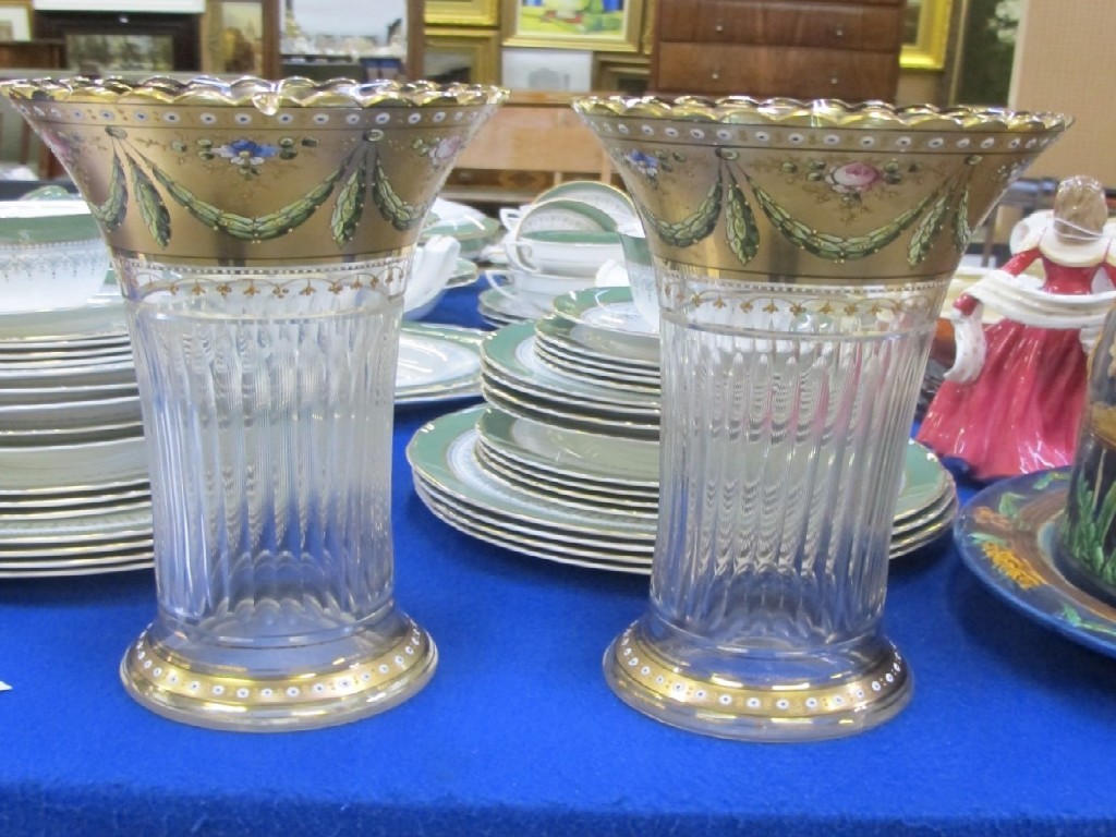 Appraisal: Pair of Bohemian glass vases with gilt and enamel decoration