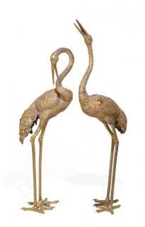 Appraisal: A PAIR OF BRASS CRANES A PAIR OF BRASS CRANES