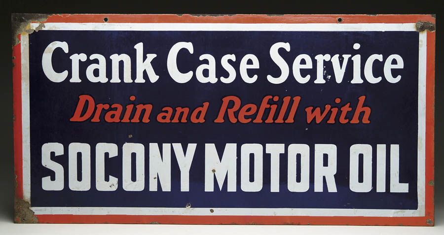 Appraisal: SOCONY MOTOR OIL PORCELAIN SIGN Two sided sign which reads