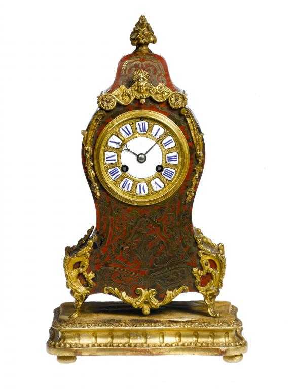 Appraisal: A FRENCH BOULLE MANTEL CLOCK the giltmetal dial with enamel