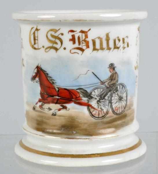 Appraisal: Racing Sulky Shaving Mug Description Gilt name C S Bates