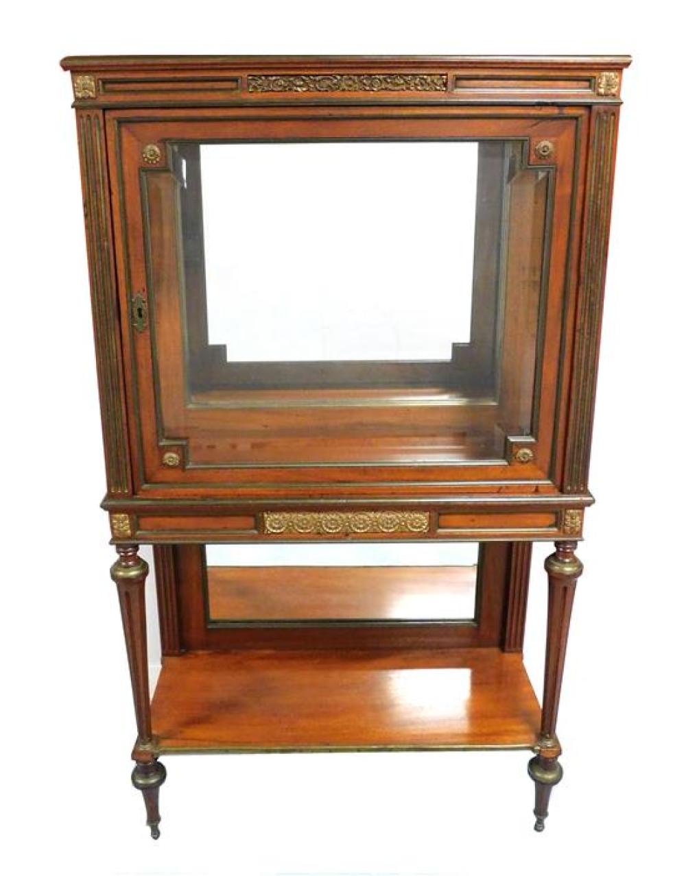 Appraisal: Vitrine showcase on stand late th C upper case with