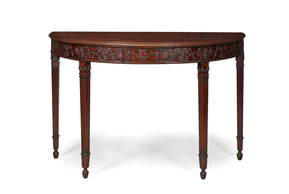 Appraisal: GEORGE III STYLE NEOCLASSICAL MAHOGANY DEMILUNE SIDE TABLE LATE TH