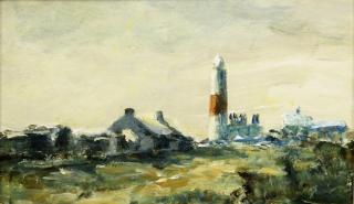 Appraisal: Robert Hay Portland England Lighthouse Painting ENGLAND b An Impressionist