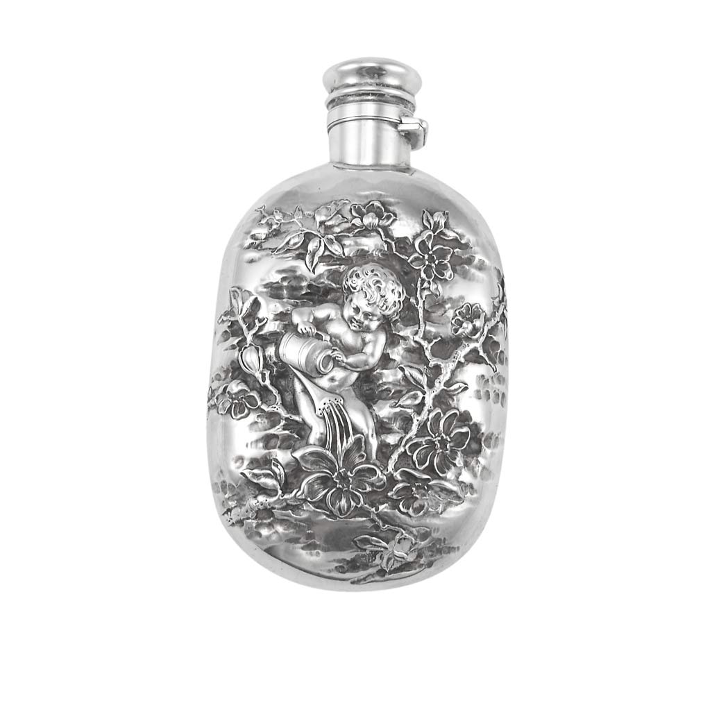 Appraisal: Gorham Art Nouveau Sterling Silver Flask Of flattened oval form