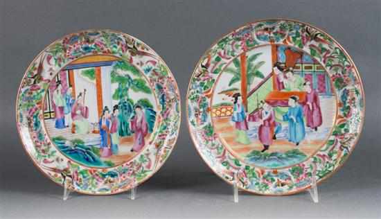 Appraisal: Two Chinese Export Rose Mandarin porcelain luncheon plates circa floral