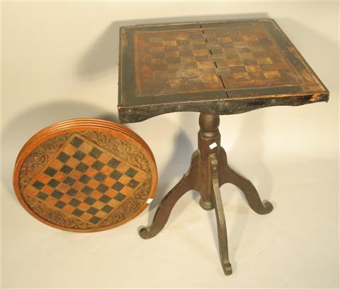 Appraisal: AMERICAN FOLK ART SQUARE CHESS BOARD SIDE TABLE The square